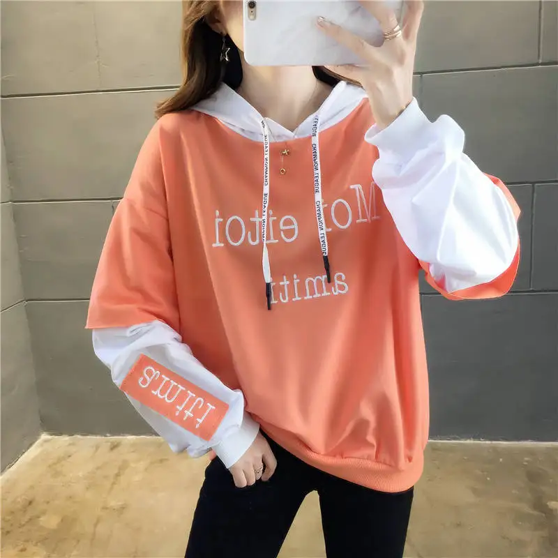 

Plus Sized Hoodies Gothic Harajuku Streetwear Embroidery Letter Print Hoodies Women Autumn Long Sleeve Hoodies Sweatshirt