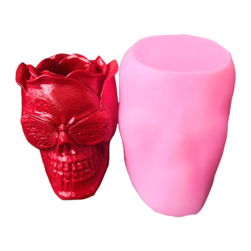 

Flower Skull Epoxy Resin Mold Skull Head Ashtray Silicone Mould DIY Crafts Plaster Flowerpot Plant Pot Home Decorations