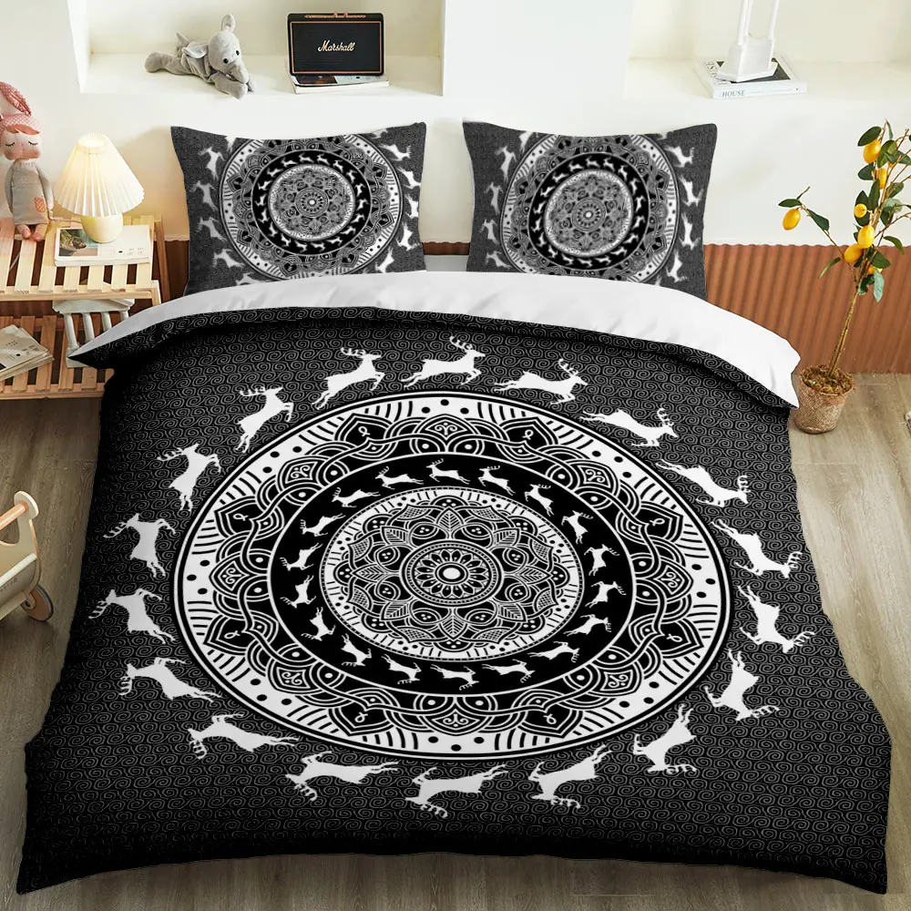 Комплект постельного белья в национальном стиле богемном с рисунком мандалы