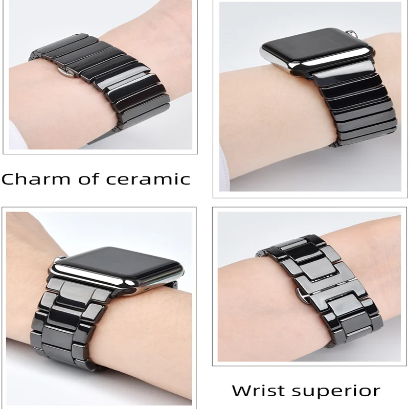 

Ceramic Watchband for Apple Watch 6 5 4 3 2 band 44mm 42mm Smart Watch Strap Bracelet Ceramic Watchband iWatch series 40mm 38mm
