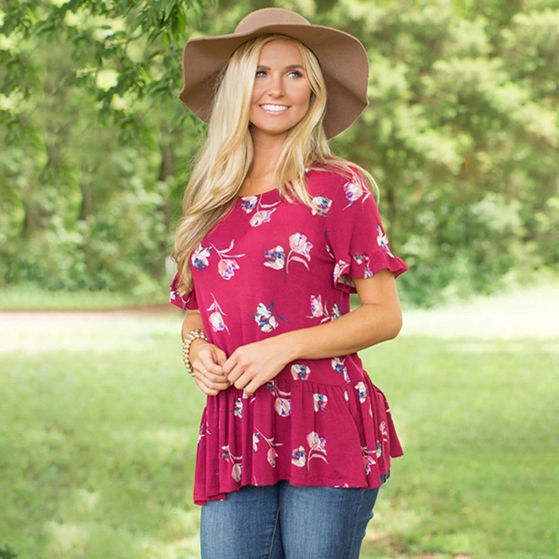 Женская блузка с цветочным принтом элегантная повседневная Свободная рубашка