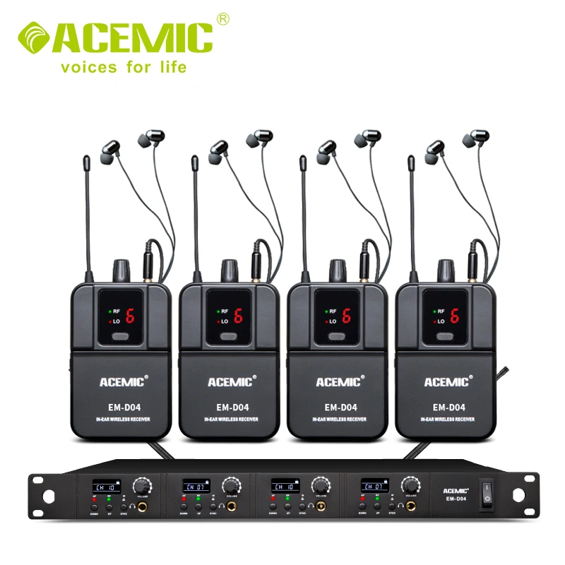 Быстрая ACEMIC EM-D04 четырехканальный беспроводной монитор в ухо система сценический монитор хорошее качество в уши - Цвет: D04 4