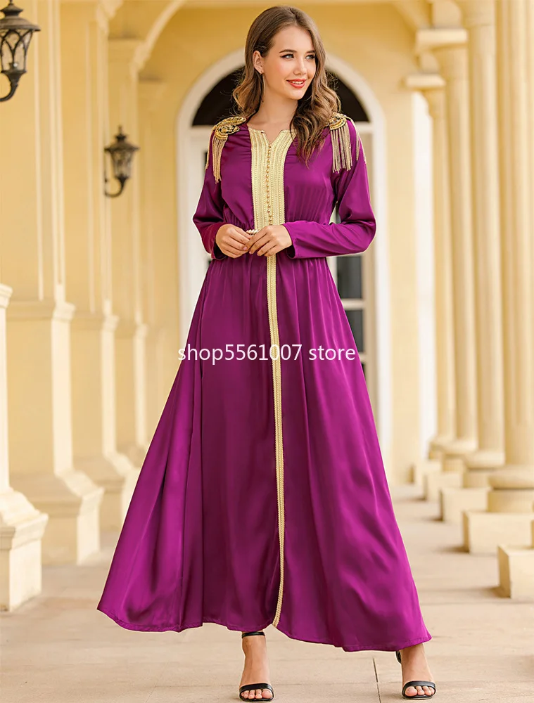 Женский Шелковый пеньюар-абайя длинный исламский пеньюар ручной работы с