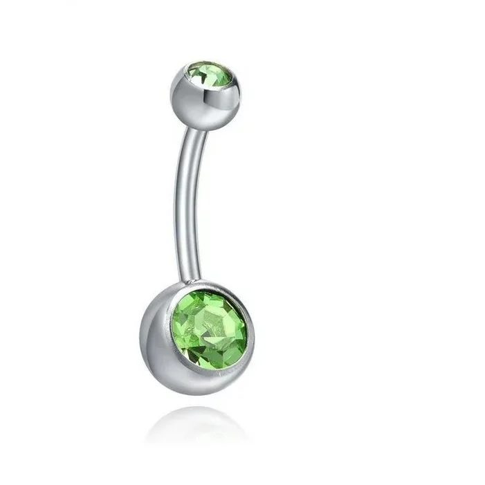 

Crystal 12-color Simple Long Rod Belly Button Ring Barbell Barbell Pendant Body Piercing Belly Ring Men and Women Body Jewelry