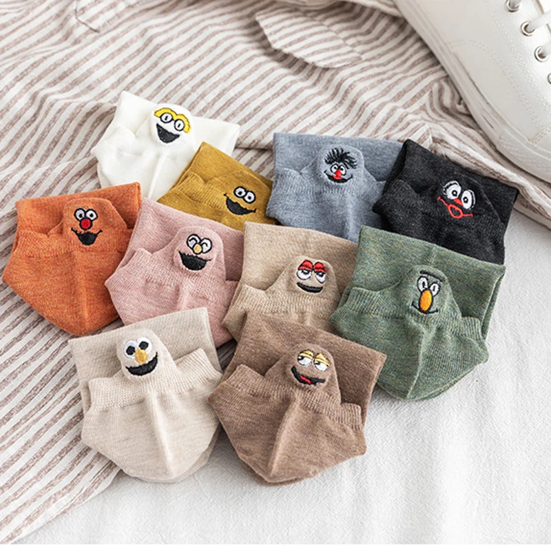Милые вышитые дизайнерские носки с вышивкой короткие модные забавные женские до