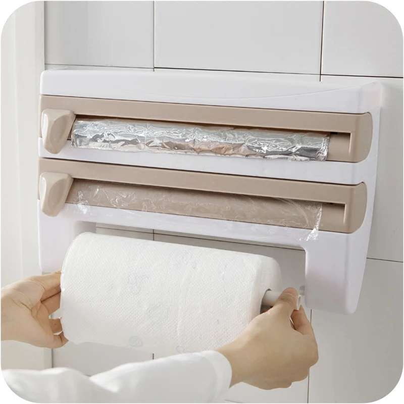 

Plastic Fridge Hanging Holder Cling Film Cutting Storage Shelf Wrap Cutter Wall Sauce Bottle Kitchen Organizer TowelWJ824