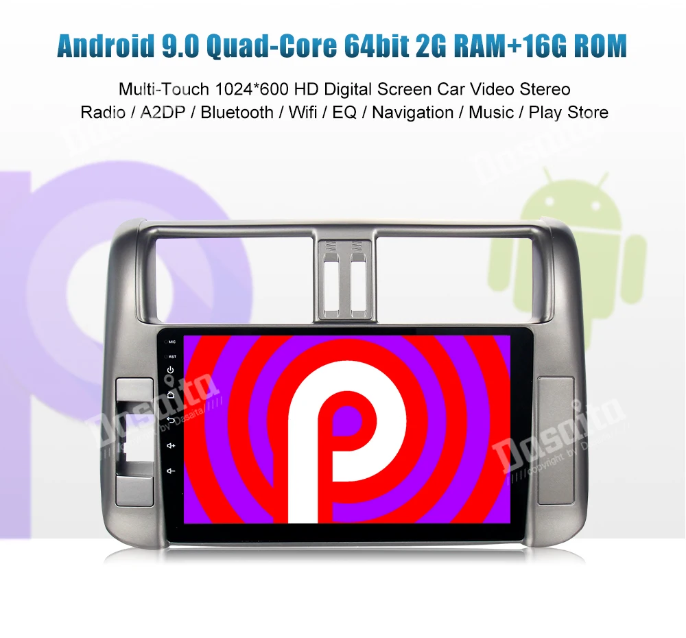 Dasaita 10," сенсорный экран автомобиля радио Android 9,0 для Toyota Prado 2010 2011 2012 2013 gps Bluetooth навигация автомобиля стерео Mp3