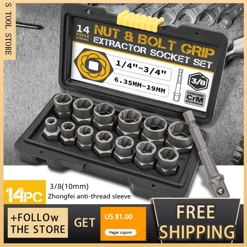 

Hi-Spec 14 Фотоэлементы и устройство для извлечения поврежденных ударных сокетов набор инструментов для удаления фотоэлементов 3/8 дюйма