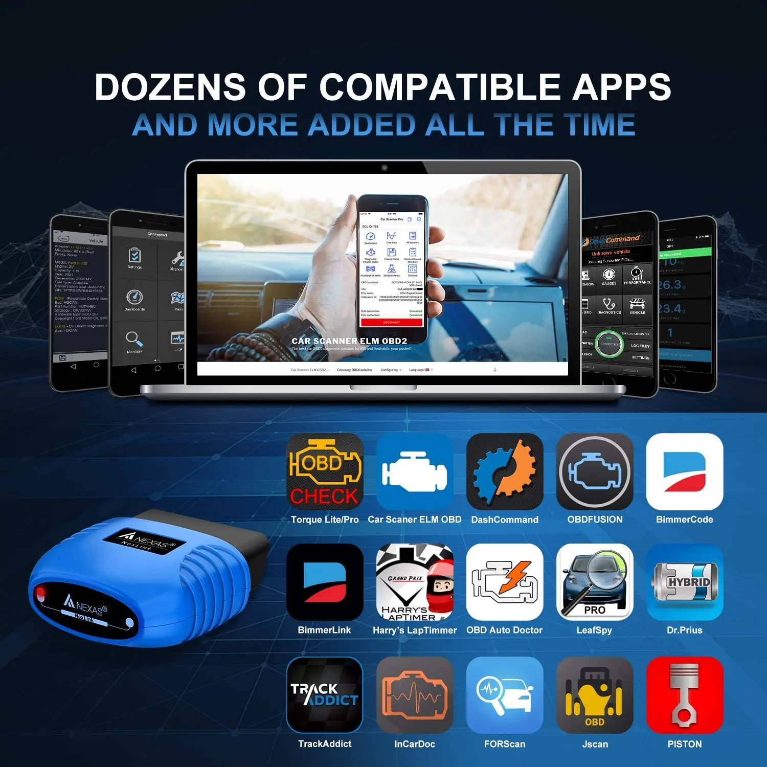 NEXAS NexLink OBD2 сканер Bluetooth 5 0 Автомобильный считыватель кодов EOBD OBD 2 диагностический