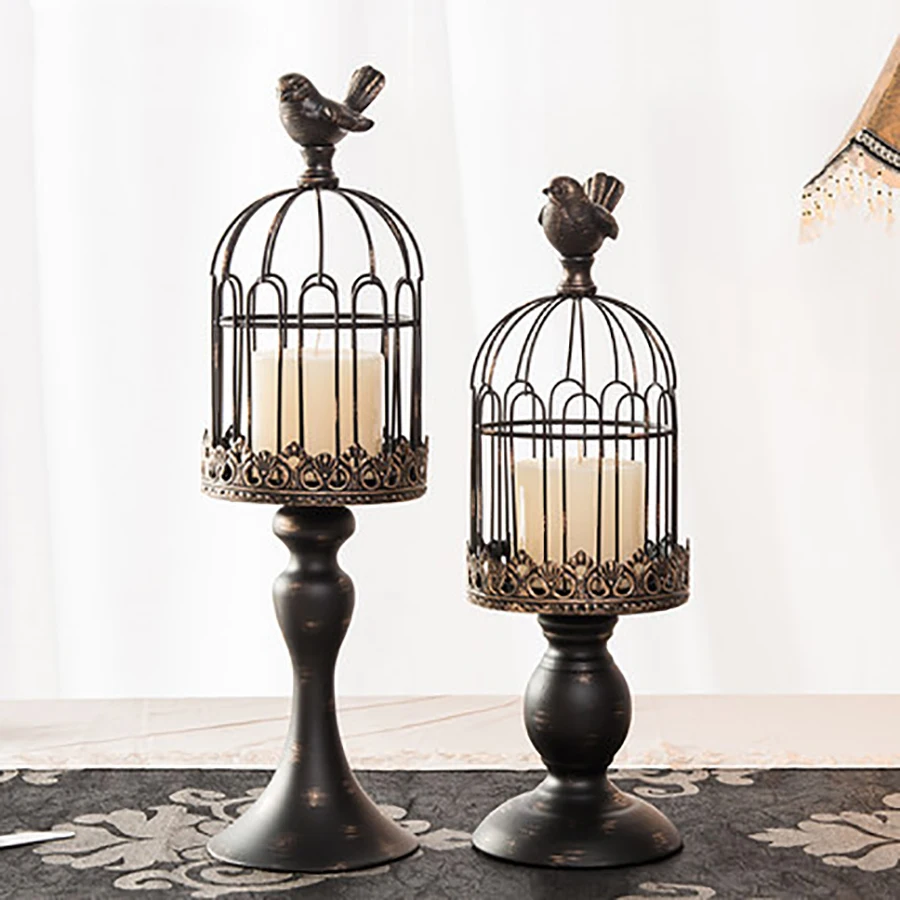 Подсвечник в ретро-стиле клетка виде птицы Рождественский держатель для свечи