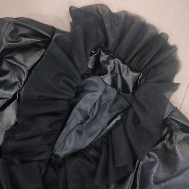 Женские куртки из искусственной кожи GALCAUR пальто с v-образным вырезом и буфами