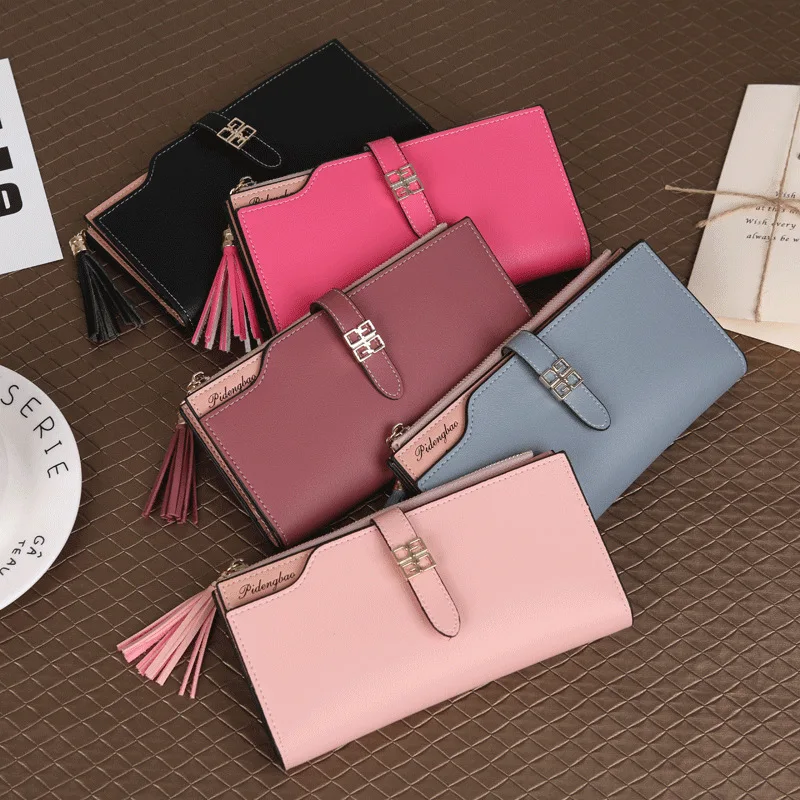 Новый женский длинный кошелек модная Большая вместительная сумочка с пряжкой
