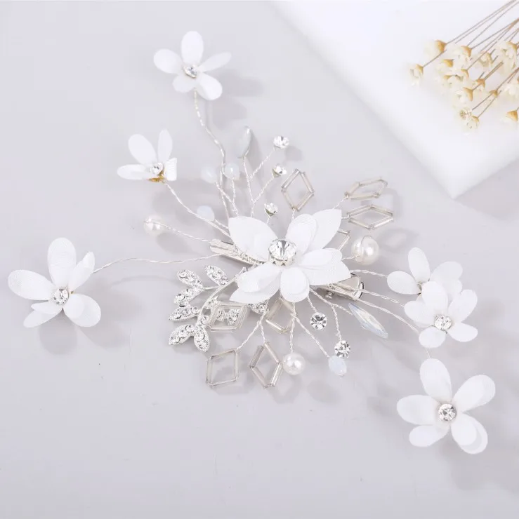 Свадебные заколки для волос с розовыми и белыми цветами женские белые диадемы