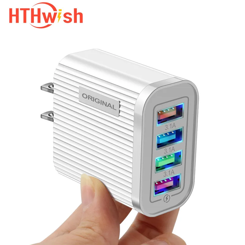 

4 port Quick Charge 3.0 5.1A For iPhone Charger Wall Fast Charging Samsung S10 S9 S8 Plug Xiaomi Huawei Phone Chargers Adapter