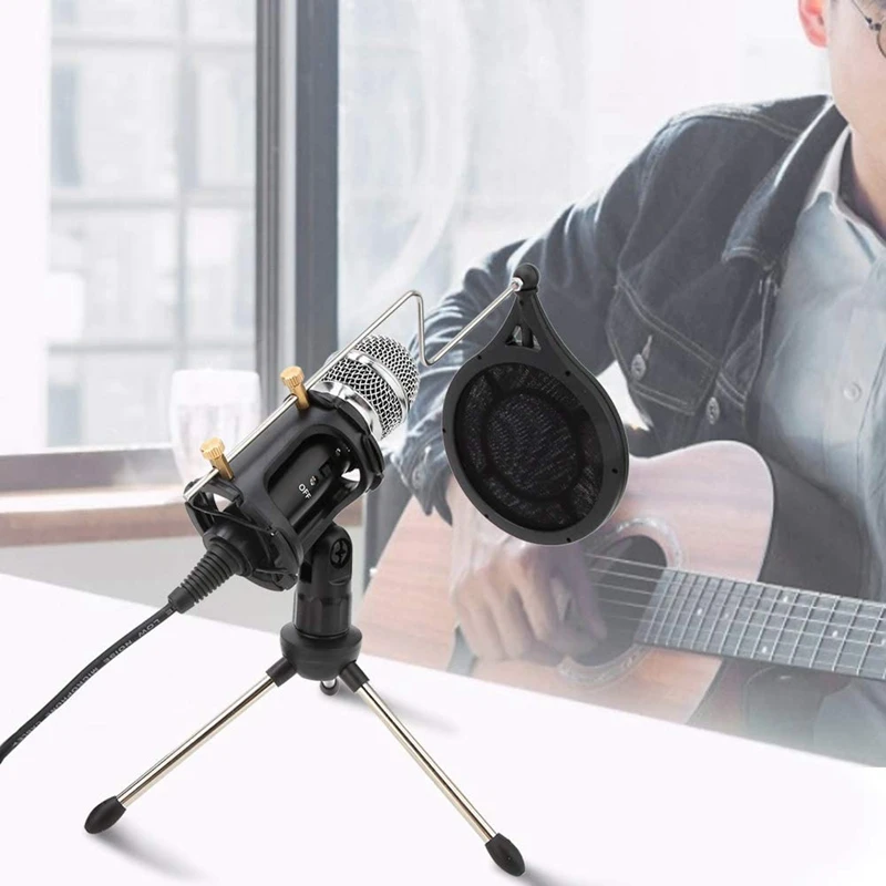 Studio Microphone Condenser Recording & Broadcasting with Anti-Spray Net Tripod Stand for Singing Phone | Электроника