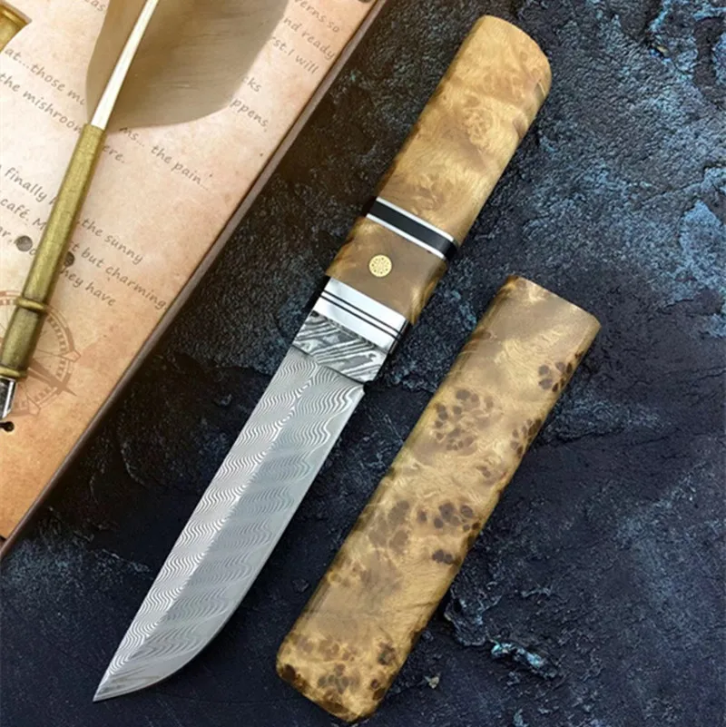 Охотничий Нож VG10 из дамасской стали тактический Клинок с фиксированным лезвием