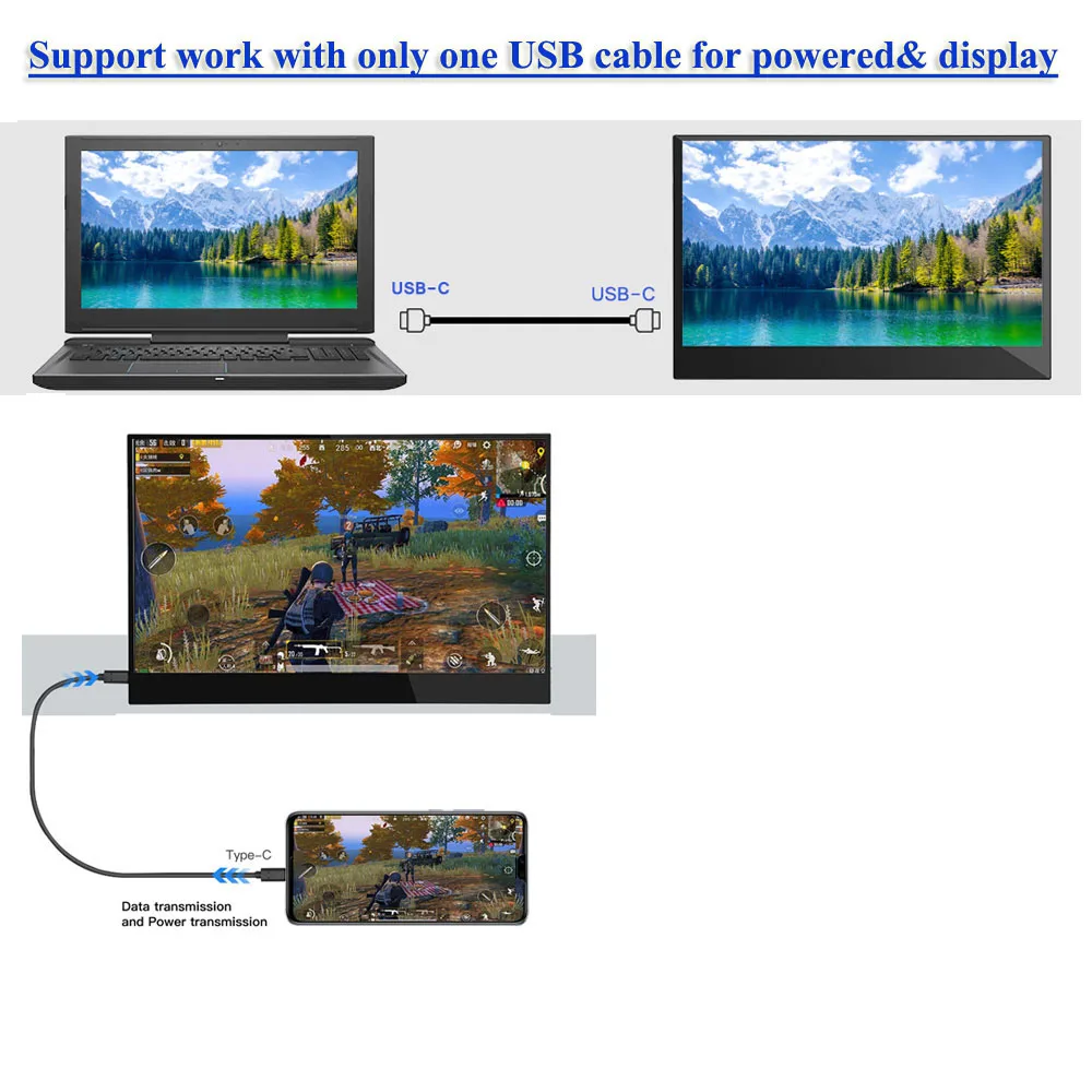 Eyoyo 15 6 ''портативный 4K IPS сенсорный экран 1080p игровой монитор ЖК HDMI USB Type C