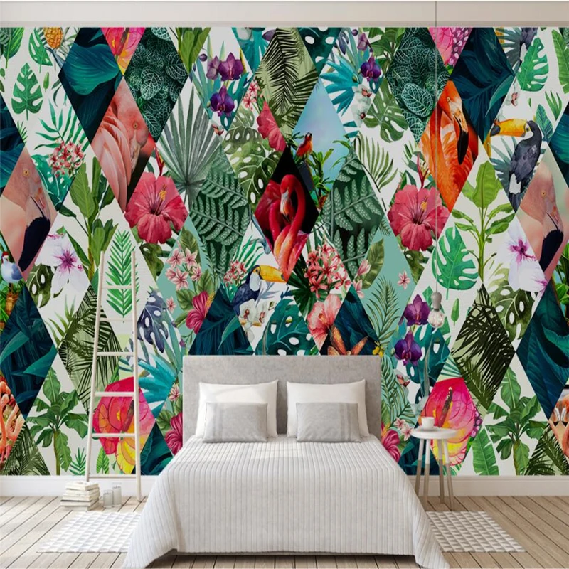 Diantu скандинавские тропические растения Цветок Фламинго ТВ диван фон гостиная