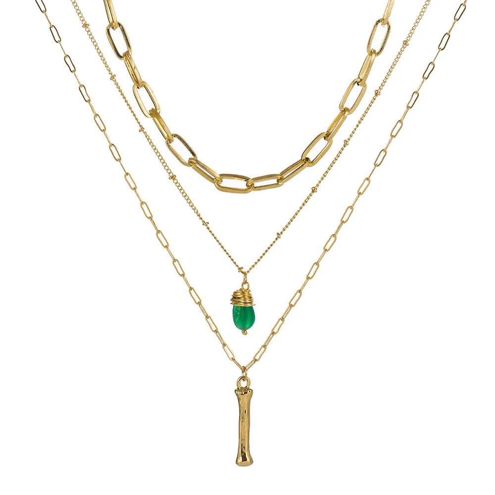 New Fashion Necklace Simple Women Letter Green Natural Stone Female Accessories Pendant Jewelry Beads | Украшения и аксессуары