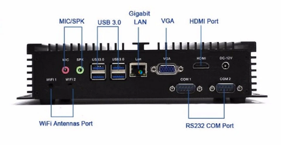 Причастником промышленного безвентиляторного Мини ПК Celeron 1037U 1007U HDMI VGA HD 4 к микро компьютер 2* RS232 COM киоск Прочный Маленький ПК