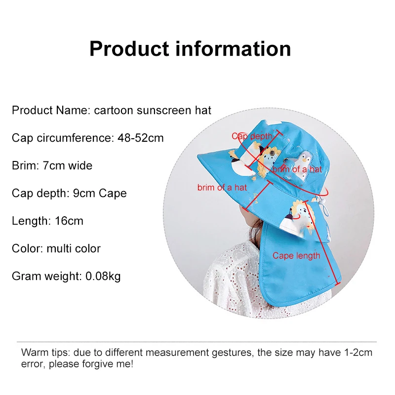 

Summer Children Sun Hat Cotton Polyester Adjustable Cartoon Hats Casual Hiking Camping Climbing Beach Sport Outdoor Equipment