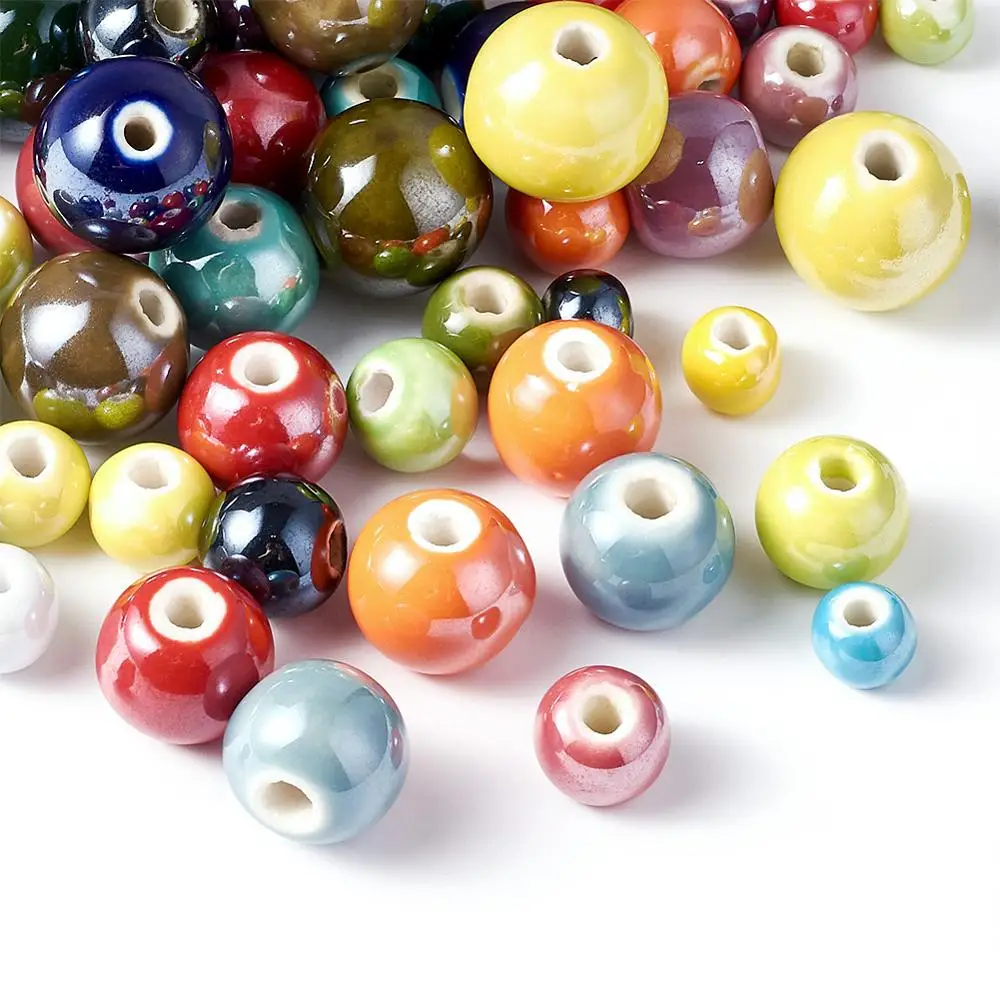 

Смешанные перламутровые фарфоровые круглые шарики ручной работы для изготовления ювелирных изделий своими руками 8 ~ 16 мм, отверстие: 2 мм, 50 ...