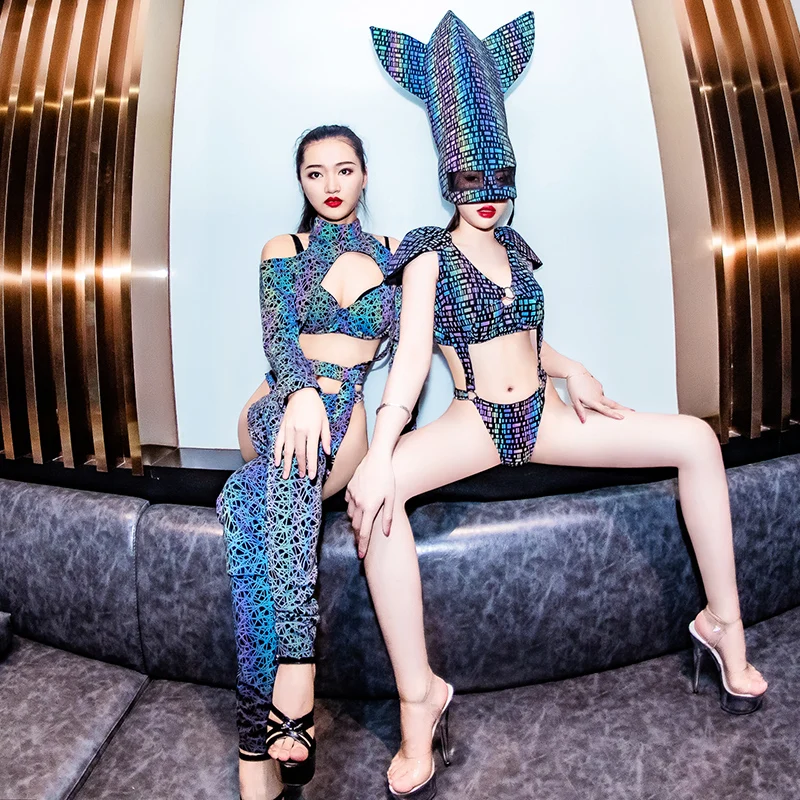 Костюмы для джазовых танцев женская сексуальная одежда диджея боди на шесте