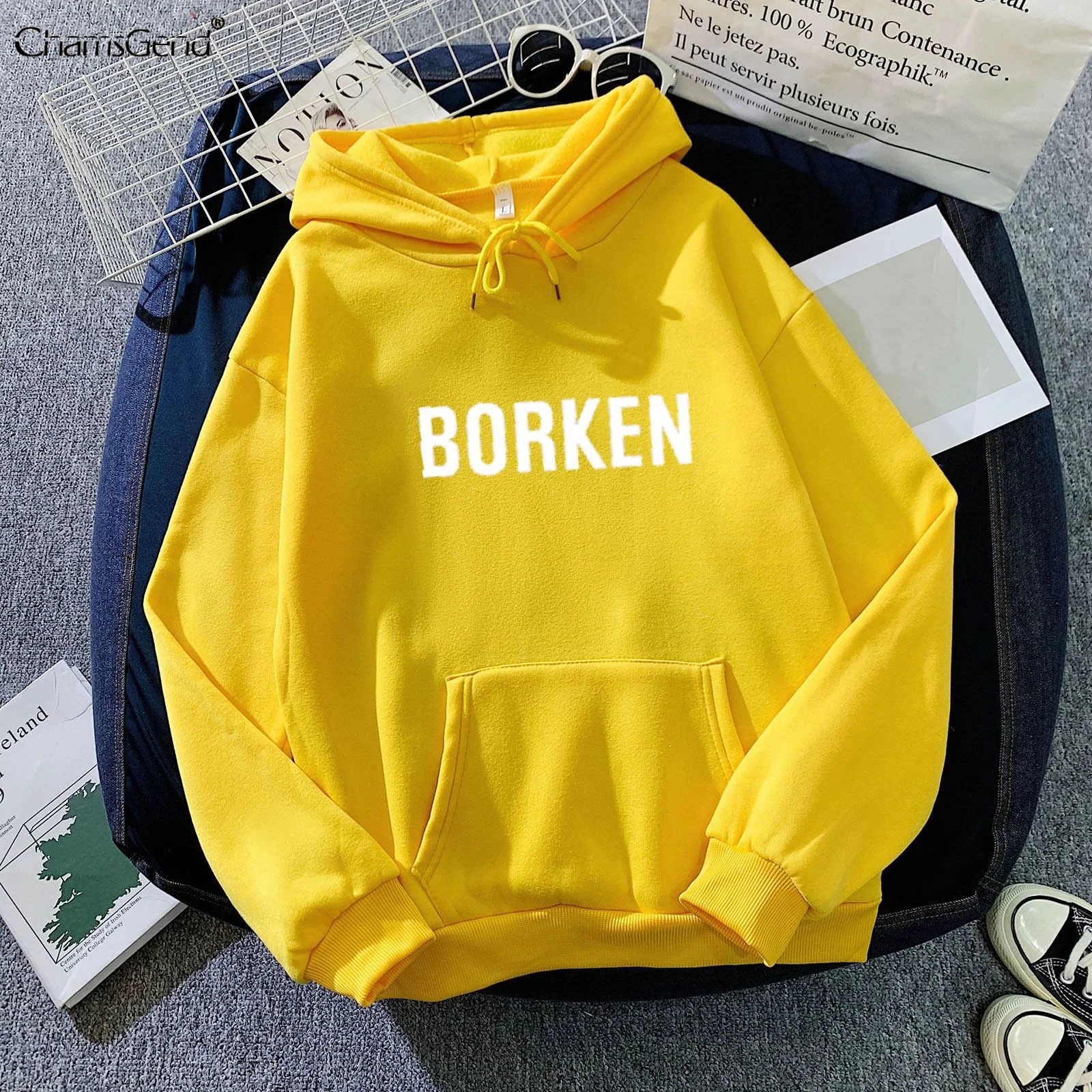 

BORKEN Letter Print Hoodie Autumn Winter Sweatshirt Unisex Men And Women's Casual Harajuku Fashion Hooded Sweatshirt Long Sleeve