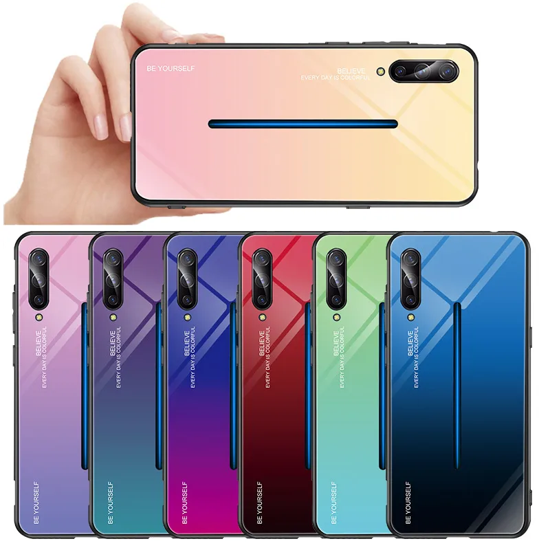 Градиент Жесткий Чехол для Vivo IQOO NEO Y67 Y75 V5 V7 V9 Z1 Y85 Z3 Z3i V11i чехол закаленное Стекло