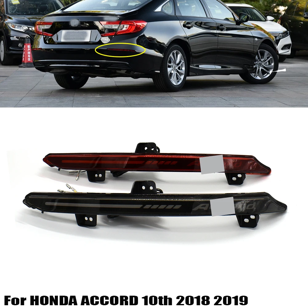 2Pcs Car Accessories Turn Signal Flashing LED Rear Bumper Reflector Brake Tail Light Lamp For Honda Accord 10th 2018 2019 | Автомобили и
