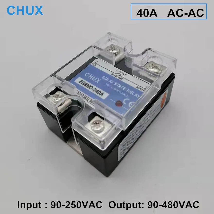 

Твердотельное реле CHUX, 40 А, однофазное, SSR-40A В переменного тока, вход в переменного тока, выход в переменного тока, реле SSR