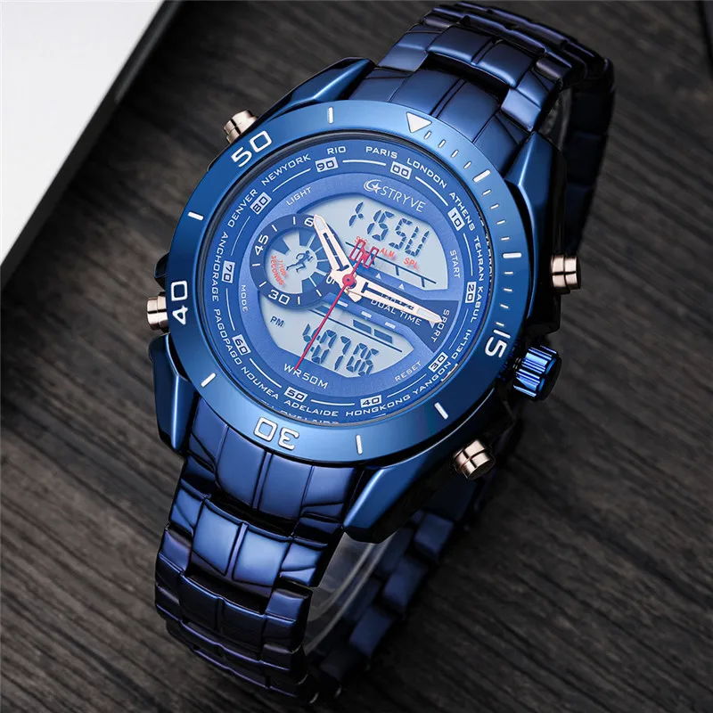 STRYVE модные мужские часы спортивные многофункциональные 50 метров