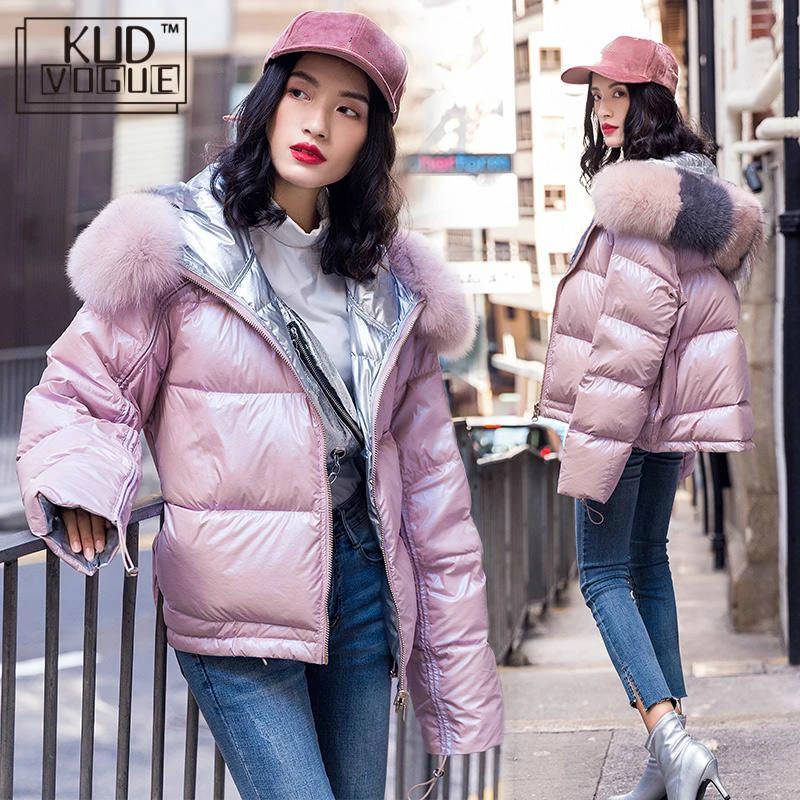 Зимняя женская куртка толстая теплая белая утиный пух парка с капюшоном верхняя