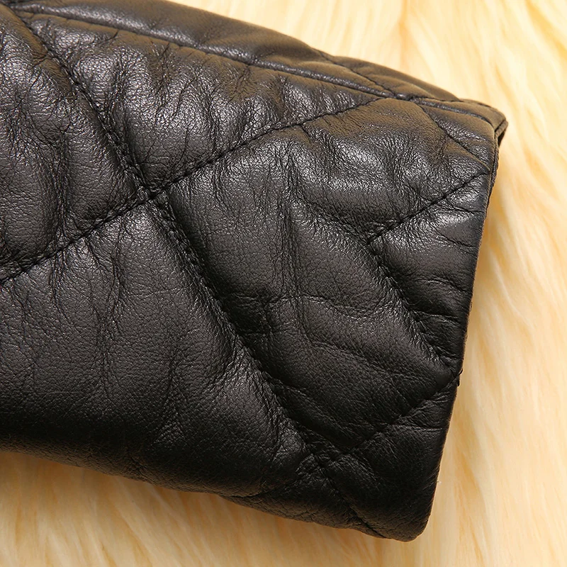 

Jacket 2021 Leather Winter Genuine Women Warm Long Slim Real Sheepskin Coat Mink Fur Collar Hooded Parka Plus Size Female Coats