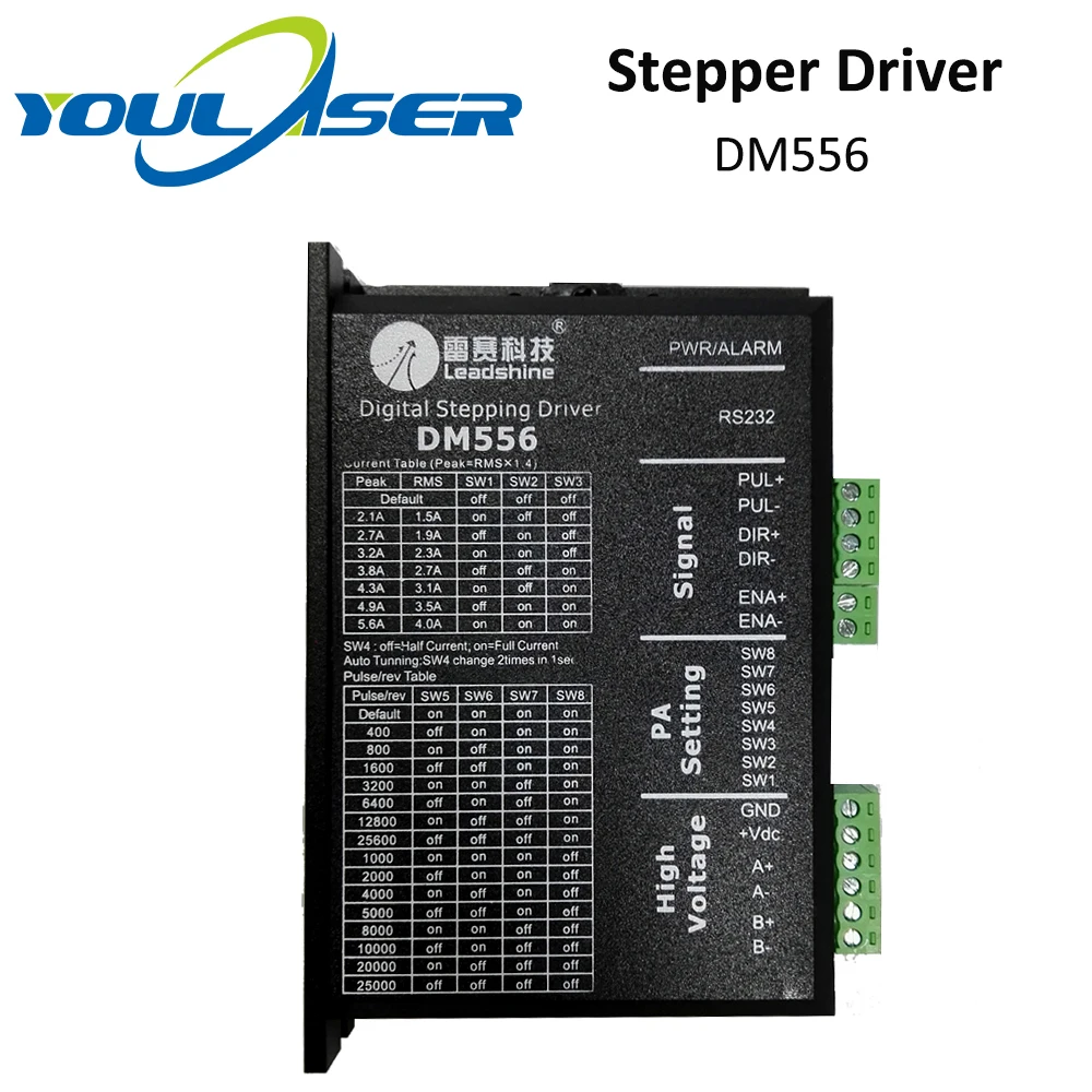 YOULASER Leadshine 2 фазы шагового драйвер DM556 20 50VAC 0 5 5.6A|Драйвер двигателя| |