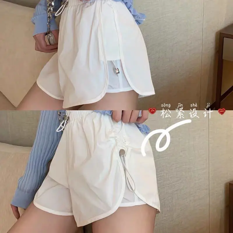 

Shorts Womens Summer Young Shirring Adjustable Length Sexy Streetwear Korean Style Elastic Waist Ulzzang Trousers Female Chic