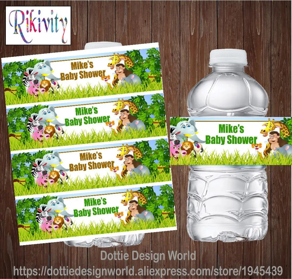 Rikivity персонализированные этикетки в виде джунглей животных сафари бутылки для