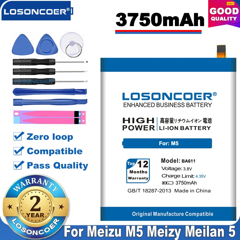 Аккумулятор LOSONCOER BA611 3750 мАч для телефона Meizu M5 Meizy Meilan 5 литий ионный аккумулятор