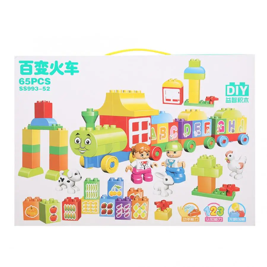 65 шт./лот детский поезд игрушечный автомобиль Детский конструктор сделай сам