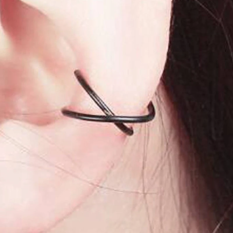 Модные золотые каффы для хрящевых тканей в стиле панк женские клипсы серьги не