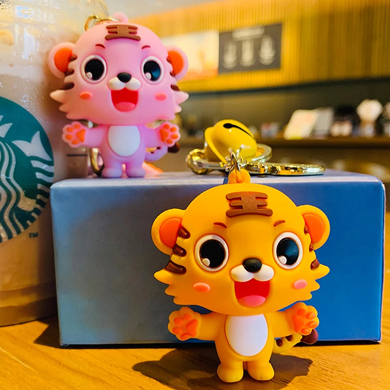 

Мультяшный силиконовый розовый желтый милый маленький тигр, брелок для ключей, ювелирные изделия для мужчин и женщин, подвеска для сумки, ми...