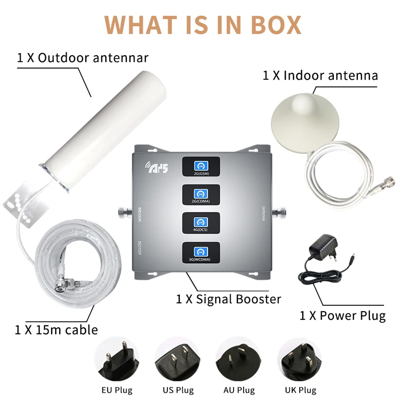 

Mobile Repeater 2G 3G 4G Cellular Signal Booster 4G Cellular Amplifier LTE Band20 800 900 1800 2100 2600 Signal Amplifier Set