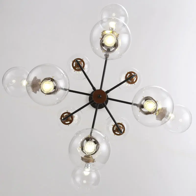 Винтажная Люстра для гостиной черная лампа Скандинавское стекло абажур