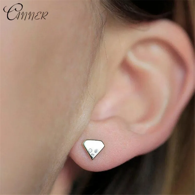 Женские серьги-гвоздики из серебра 925 пробы с золотым крошечным цирконием |