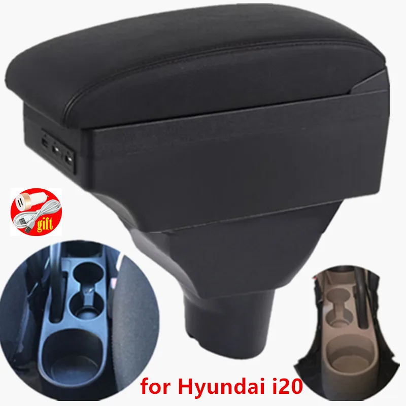 Для Hyundai i20 автомобильный подлокотник кожаный usb коробка для хранения ABS