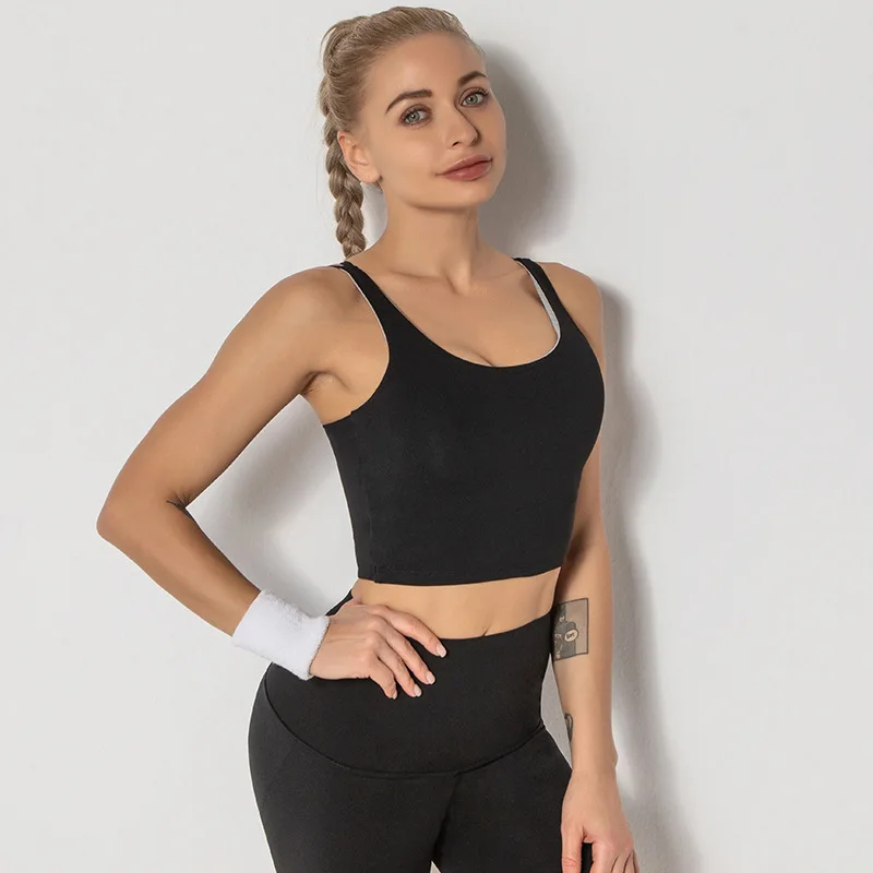 

Hollow Sports Underwear Ladies Running Beauty Back Bras Summer Double Shoulder Strap Shockproof Crop Top Sport Bra Female 2021