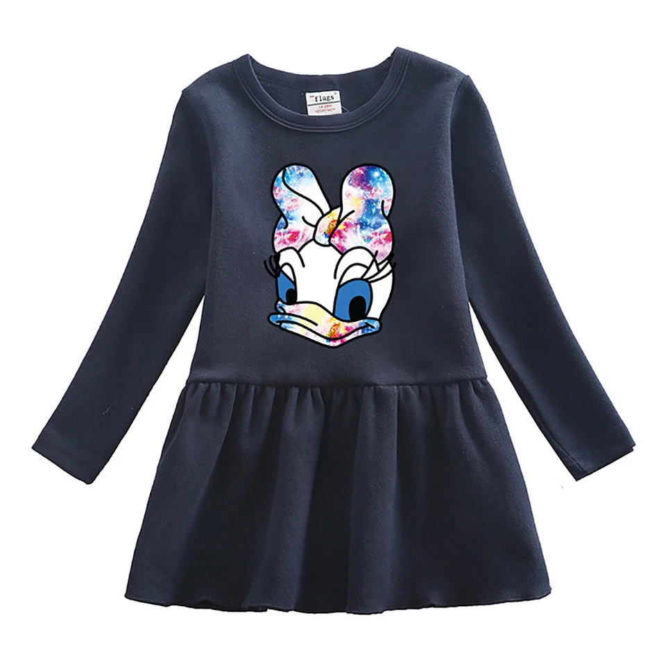 

Платье принцессы с Дональдом Даком для девочек, осенне-зимний милый мультяшный наряд, модная детская одежда с единорогом для детей