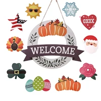 wooden pumpkin front door ornament diy seasonal welcome sign with interchangeable pieces for home office wall hanging brightly