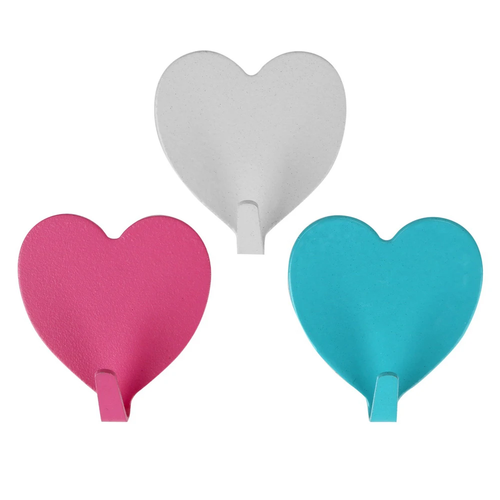

Bathroom Kitchen Toilet Door Hooks Stainless Steel Self Adhesive Home Storage Heart Shape