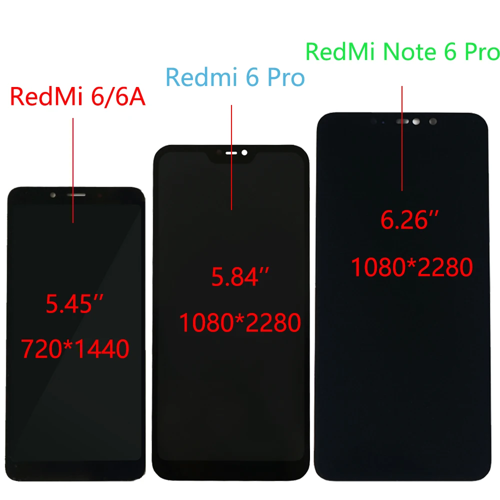 

ЖК-дисплей для Xiaomi Redmi 6 6a, сенсорный экран с дигитайзером в сборе для Xiaomi Redmi Note 6 Pro, ЖК-дисплей 6A, Note6 Pro, сменный экран